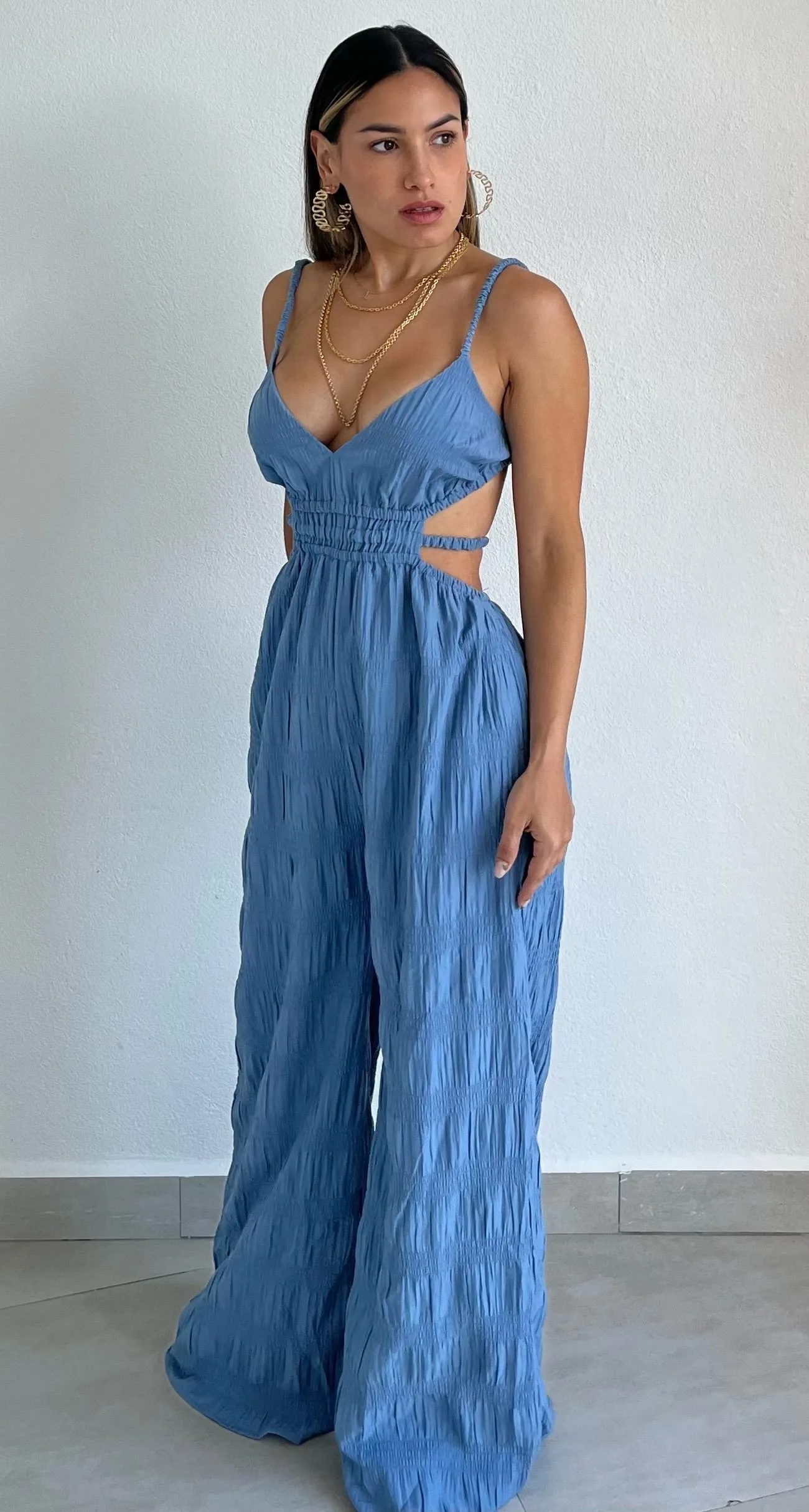 Divine Muse Midnight Blue Cut Out Jumpsuit