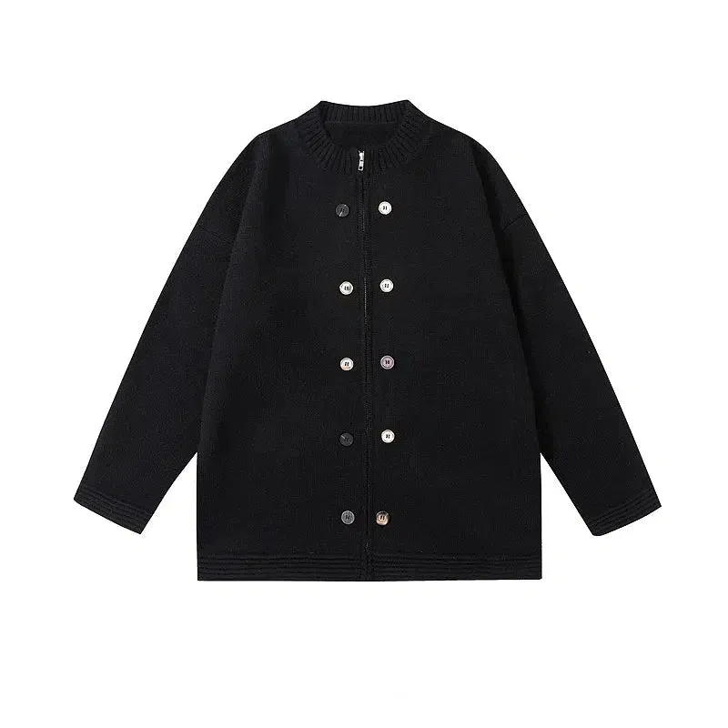 Double-Breasted Zipper Knit Cardigan Jacket