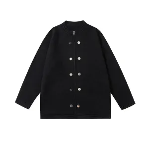 Double-Breasted Zipper Knit Cardigan Jacket