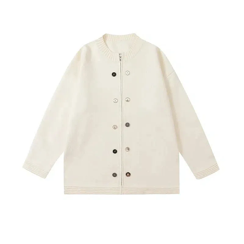 Double-Breasted Zipper Knit Cardigan Jacket