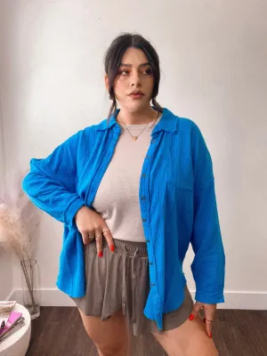 Double Gauze Buttondown Shirt *OCEAN BLUE*