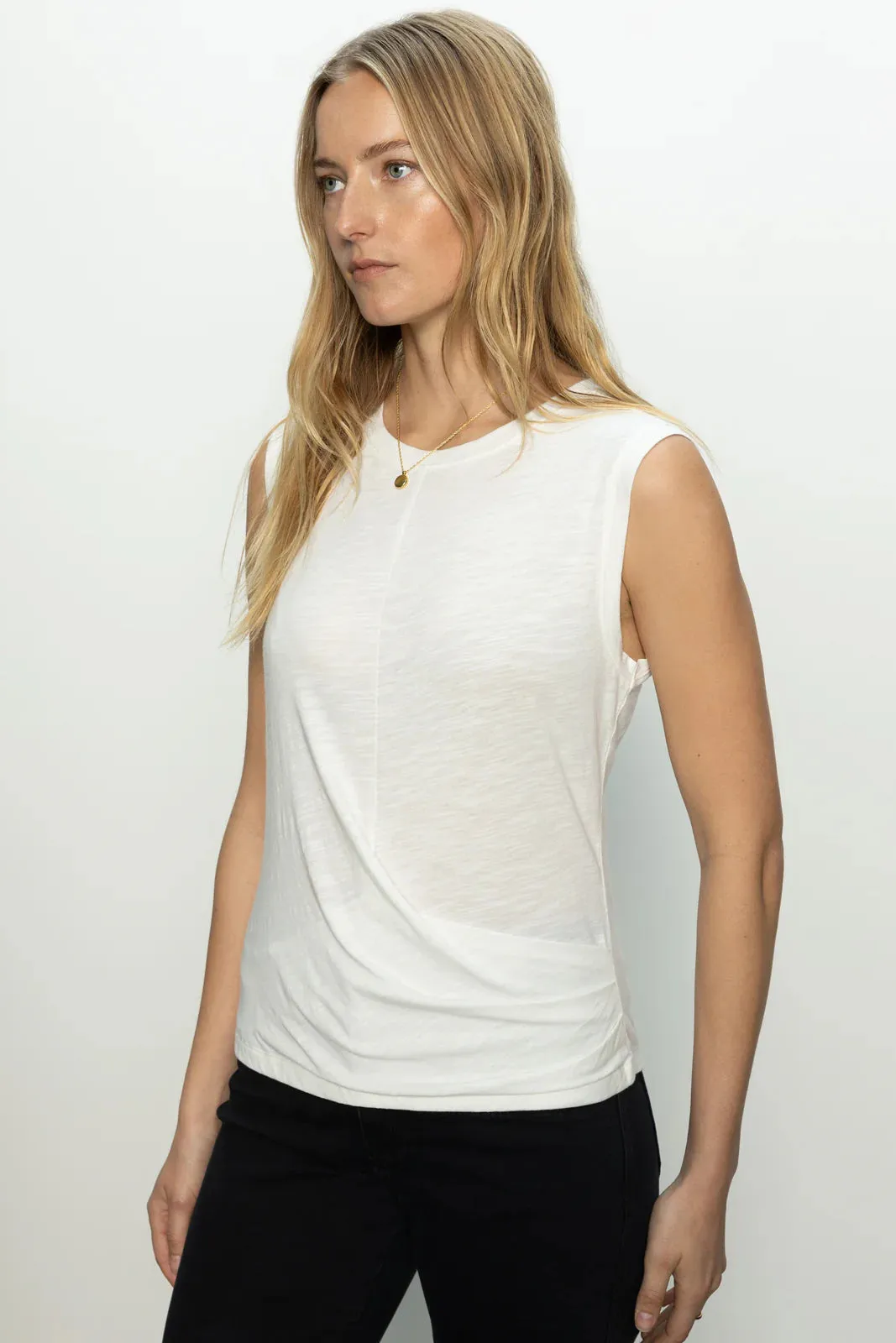 Draped Tank in White