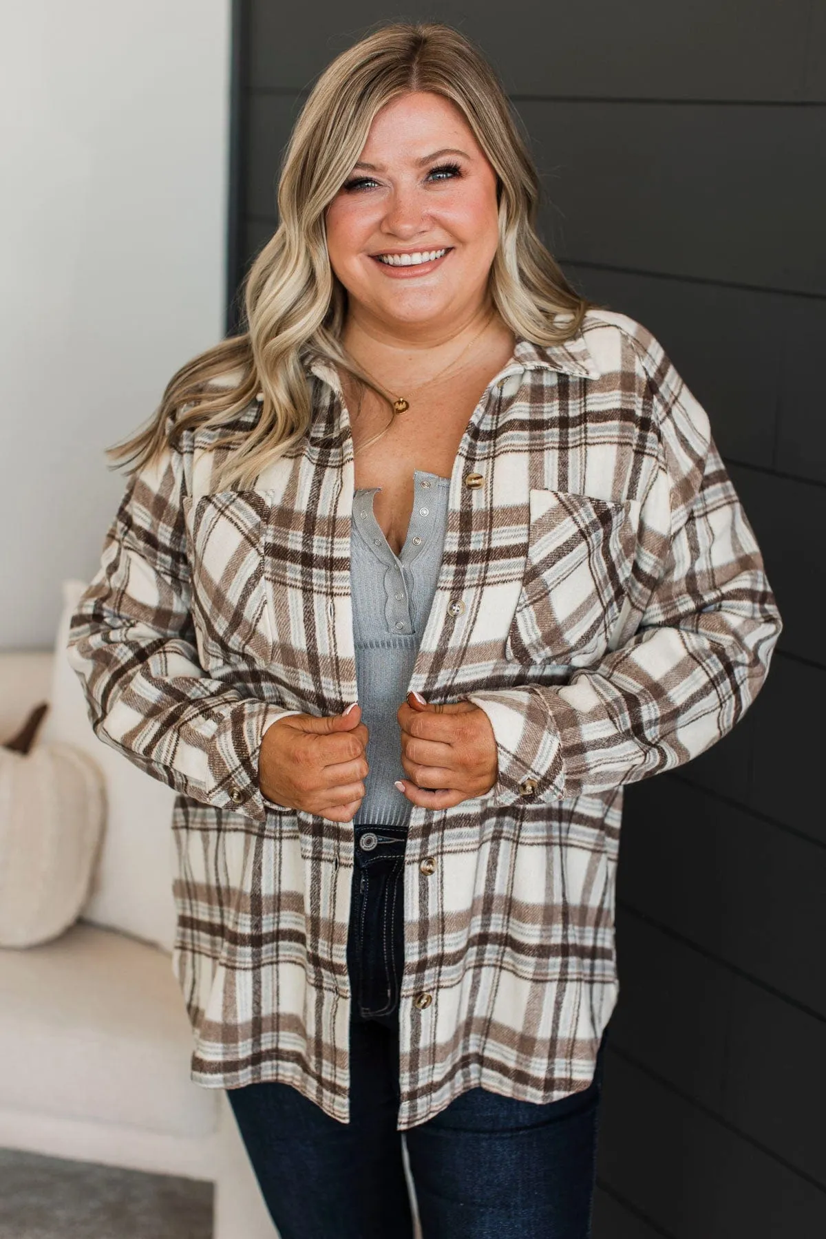 Easy Decision Lightweight Flannel Jacket- Mocha