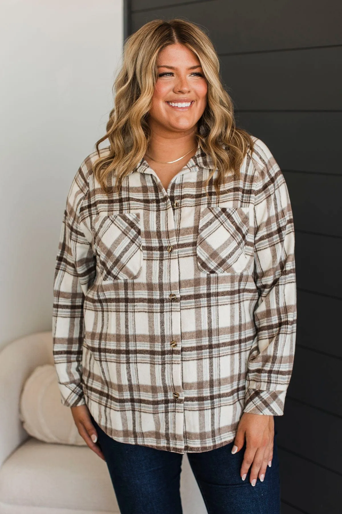 Easy Decision Lightweight Flannel Jacket- Mocha