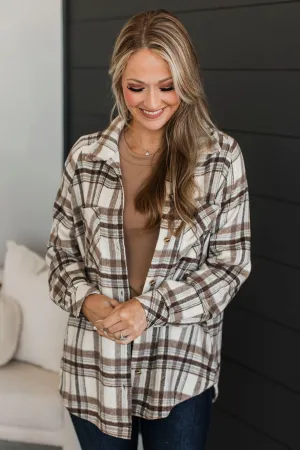 Easy Decision Lightweight Flannel Jacket- Mocha