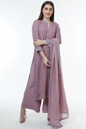 Embroidered Lavender Kurta Set