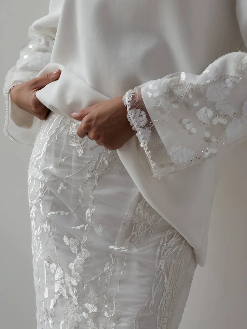 Embroidered White Midi Skirt