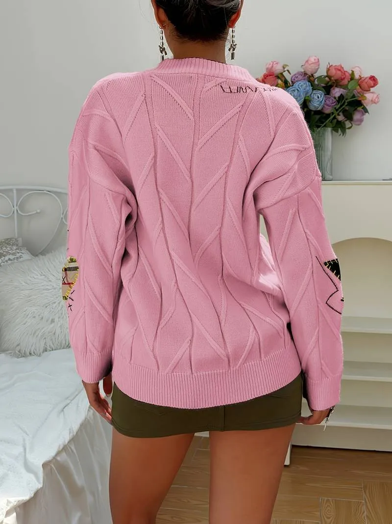 Emily - eleganter gestrickter Pullover mit Stickereien