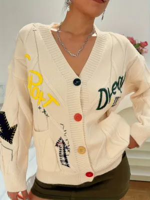 Emily - eleganter gestrickter Pullover mit Stickereien