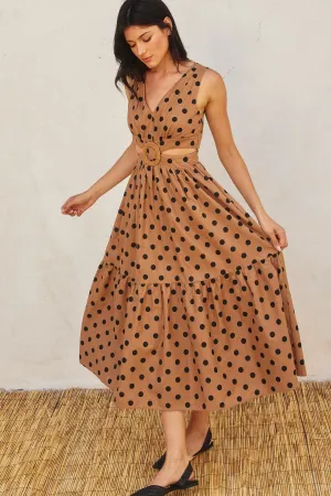 Emily Polka Dot O Ring Cutout Midi Dress