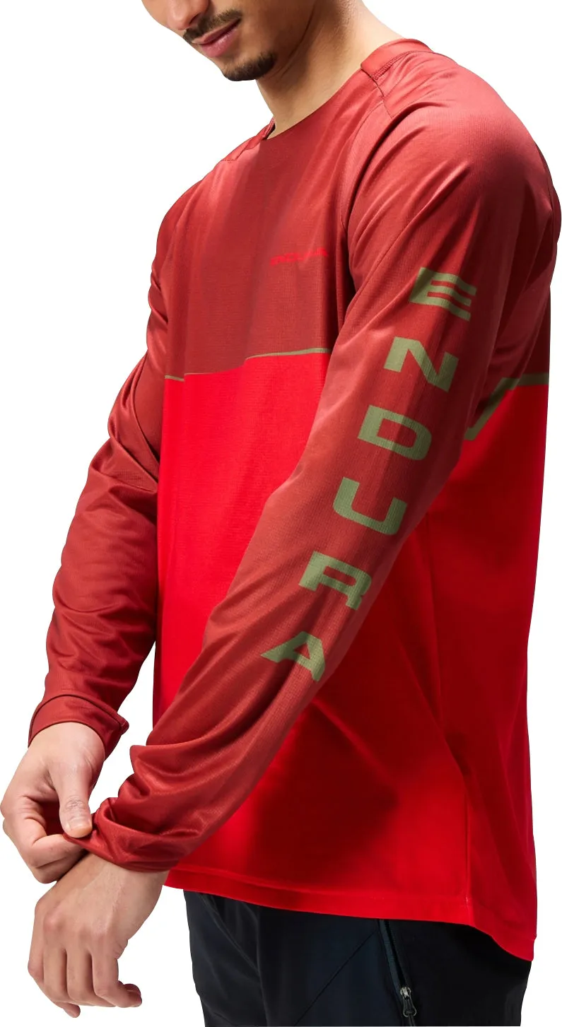 Endura Core Printed Long Sleeve Mens Cycling Jersey - Red