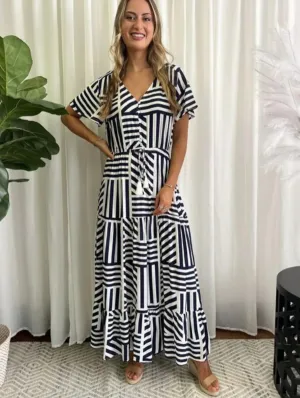 Evelyn Navy Dress