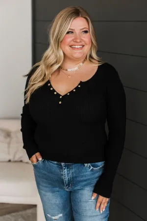 Exceedingly Wonderful Ribbed Top- Black