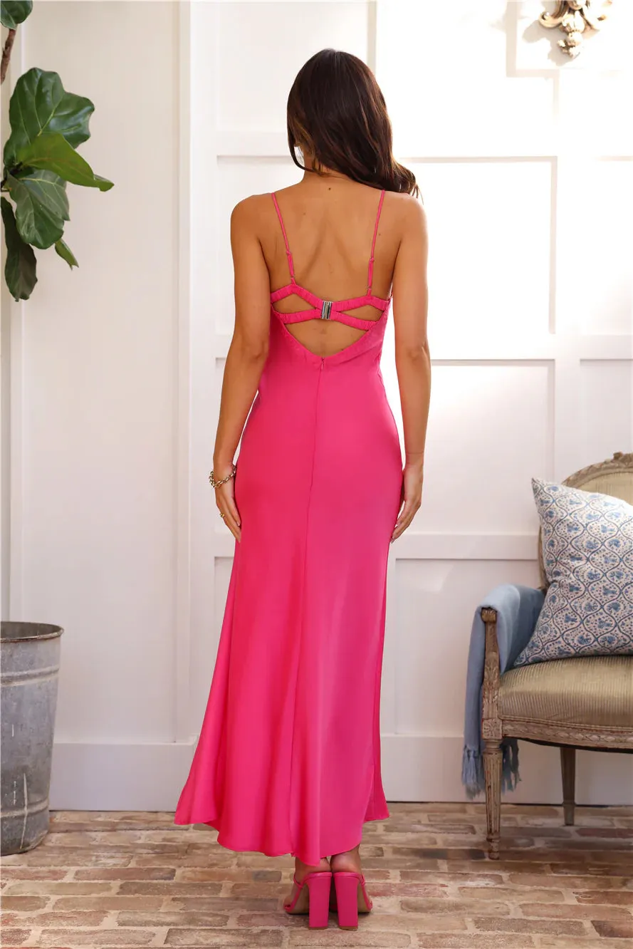 Explain Yourself Satin Maxi Dress Pink