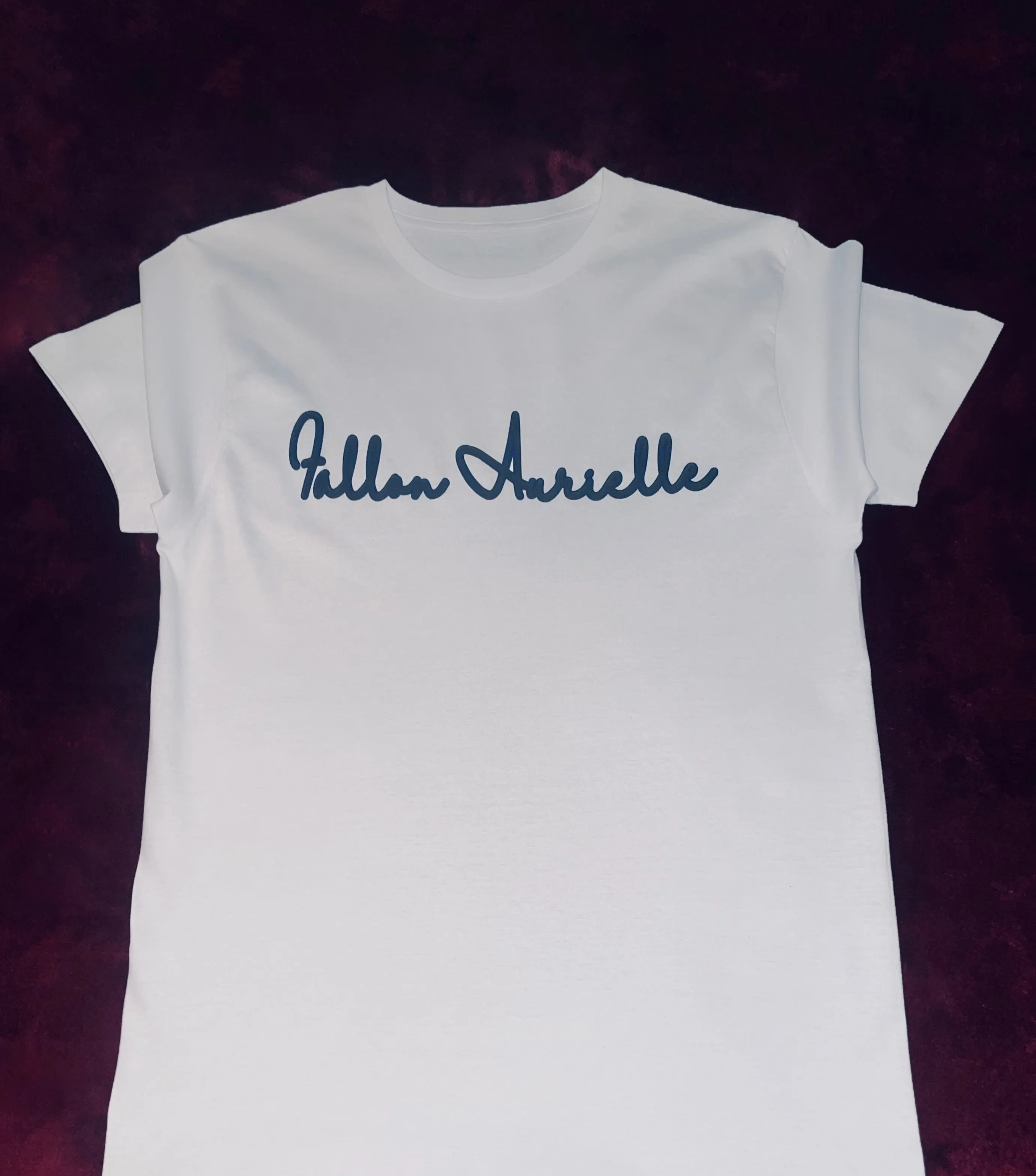 Fallon Aurielle Unisex Signature Classic T-Shirt (White, Denim Blue & Black)