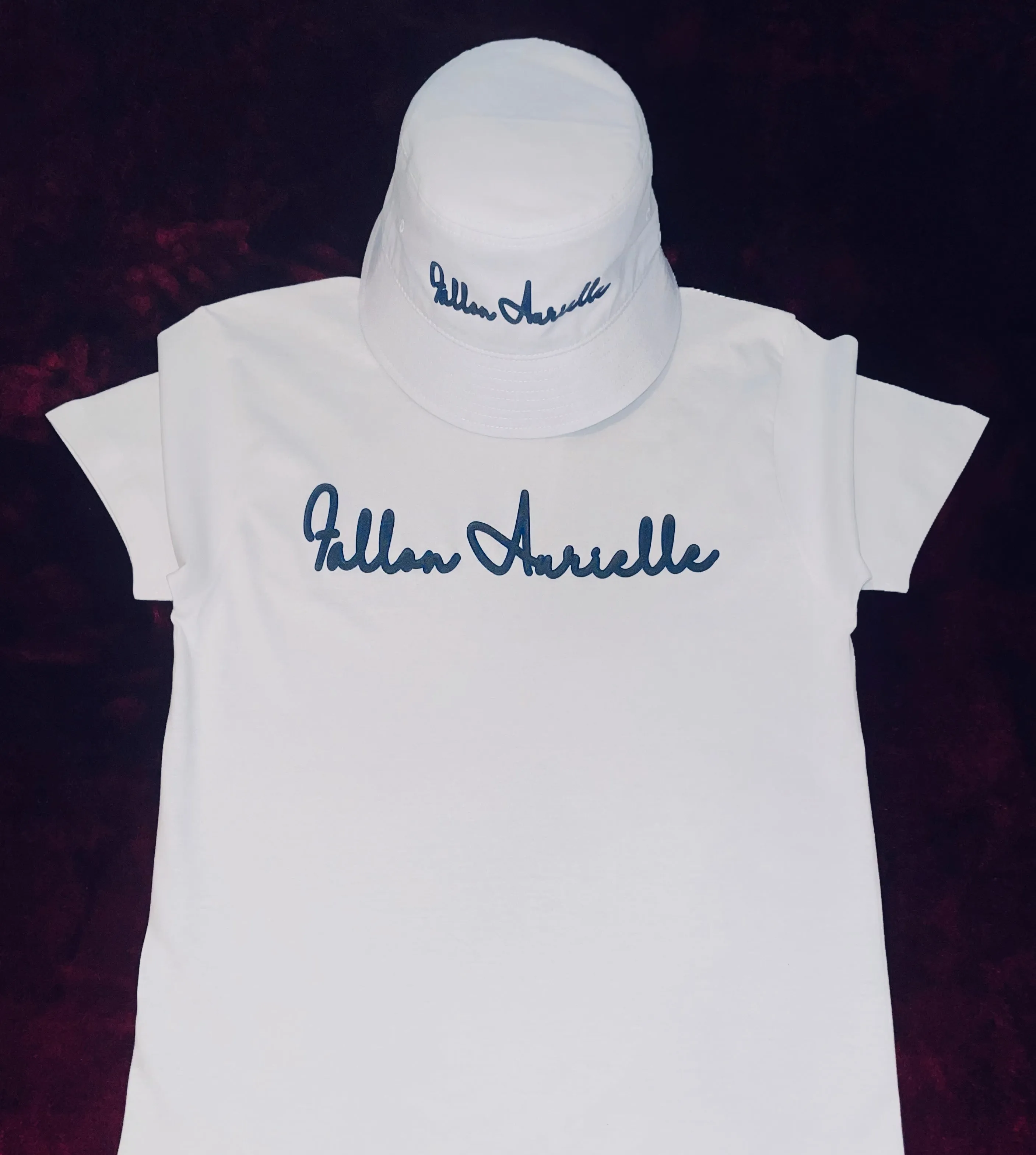 Fallon Aurielle Unisex Signature Classic T-Shirt (White, Denim Blue & Black)