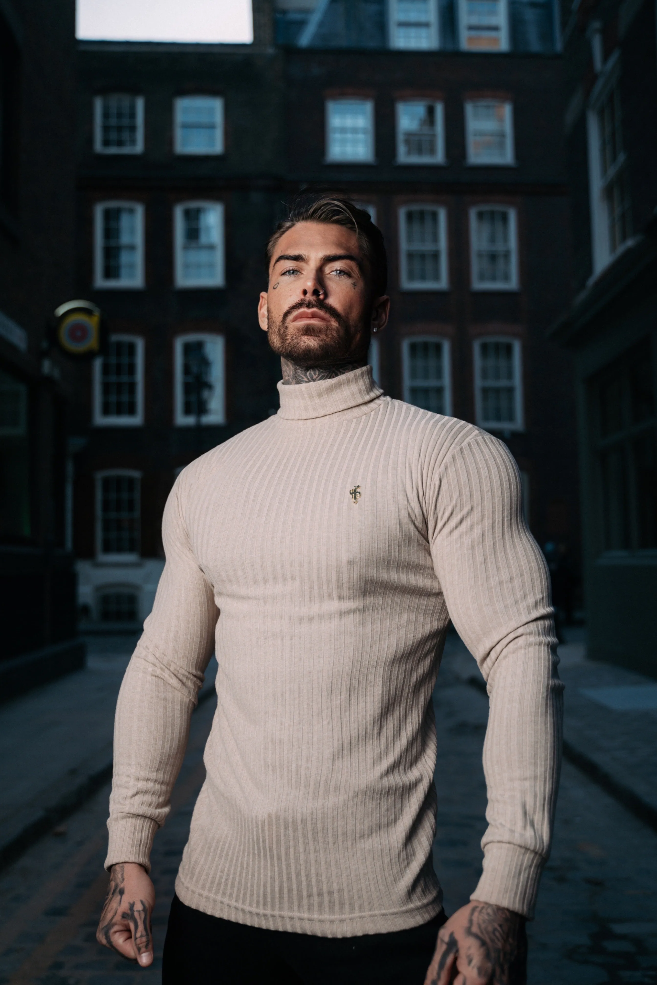 Father Sons Classic Beige / Gold Ribbed Knit Roll-neck Jumper - FSH960