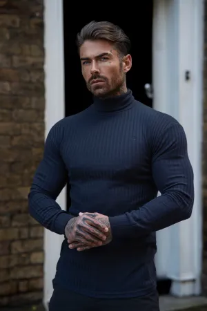 Father Sons Classic Navy Ribbed Knit Roll-neck Jumper - FSH957