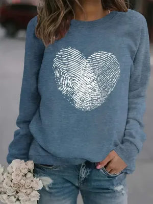 Fingerabdruck Herz Rundhalsausschnitt Pullover
