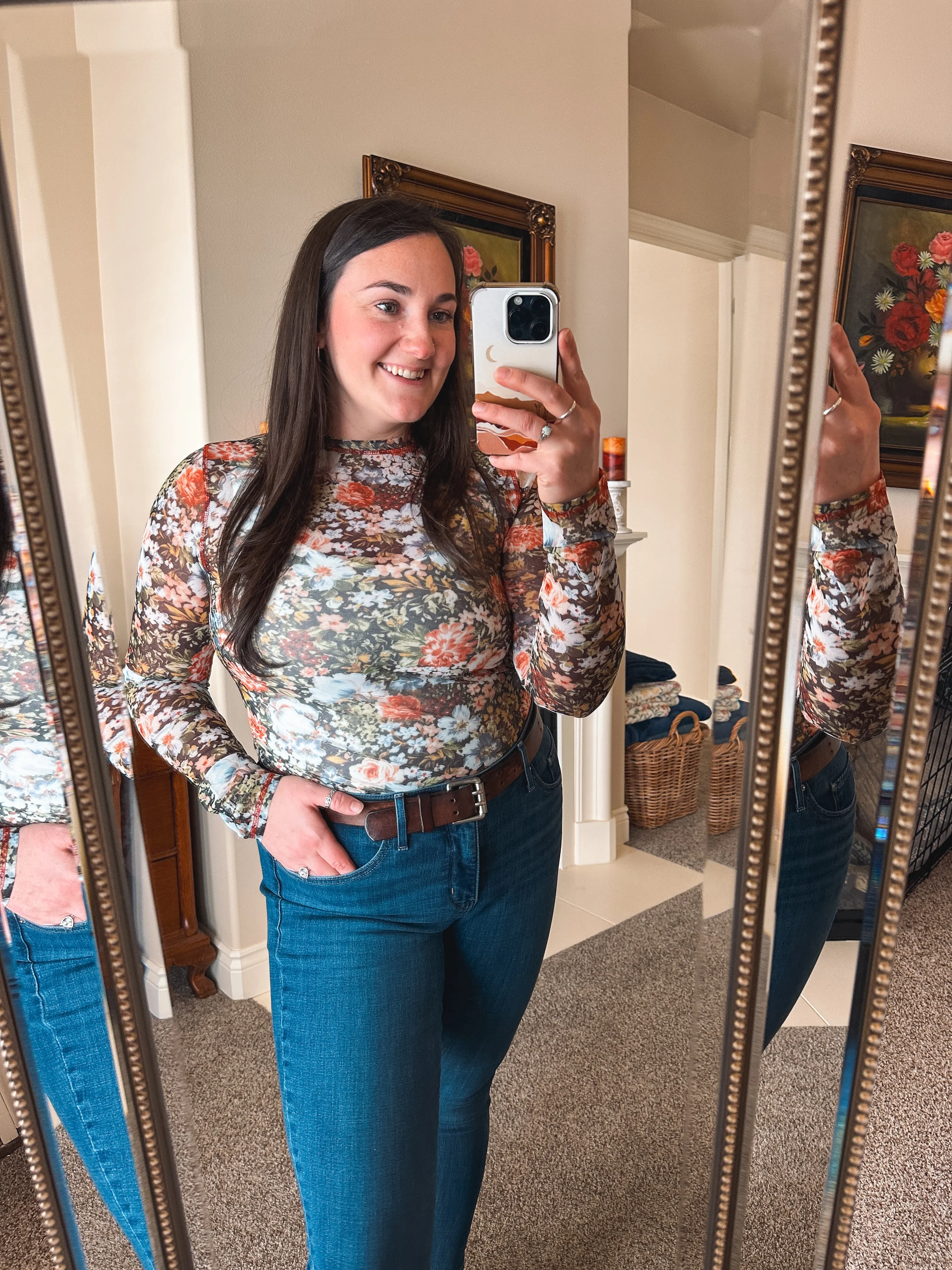 Floral Mesh Top