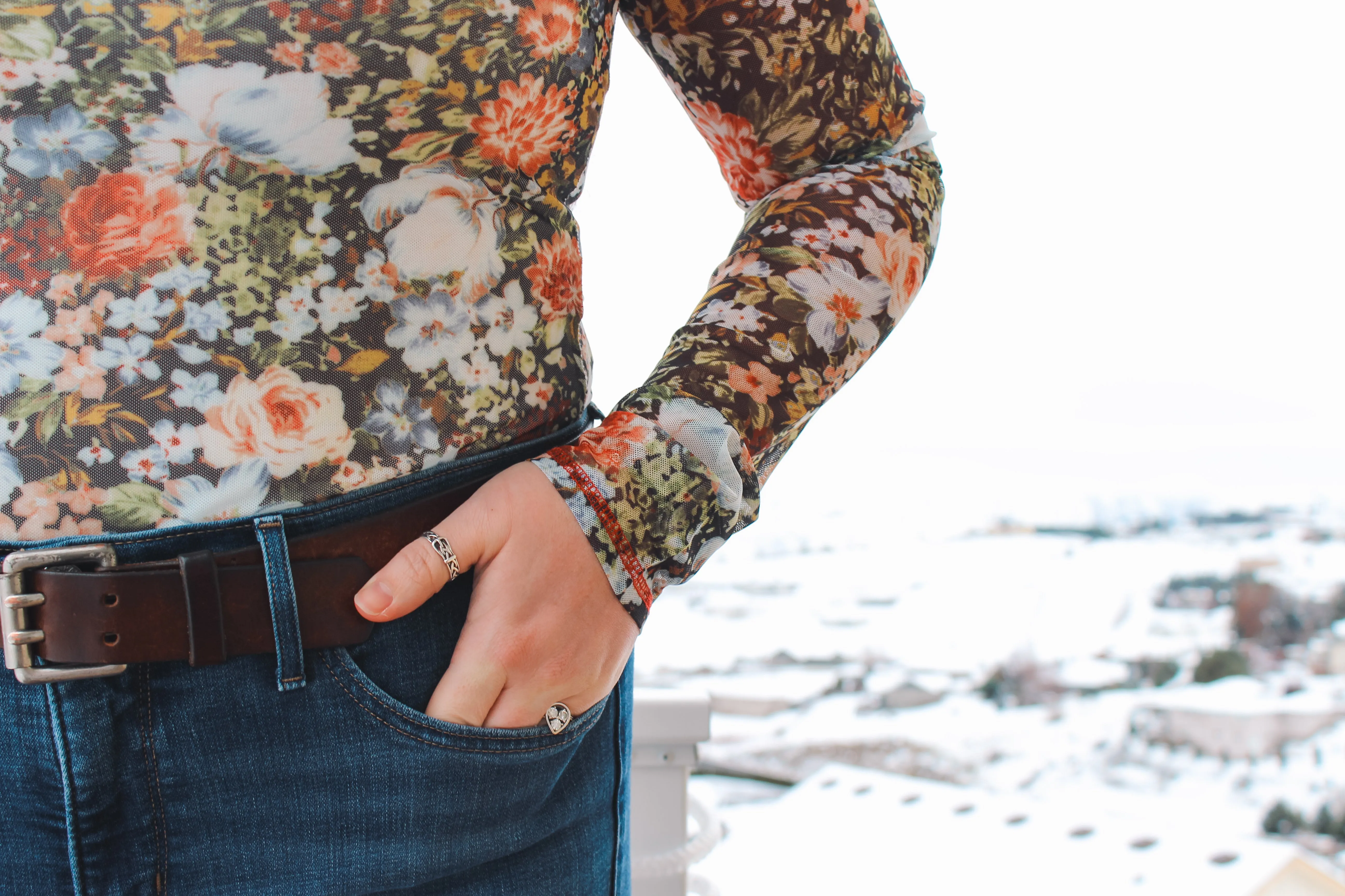 Floral Mesh Top