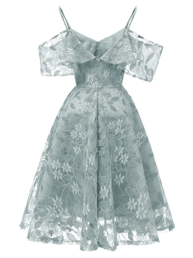 Floral Printed  Lace Spaghetti Strap Dress