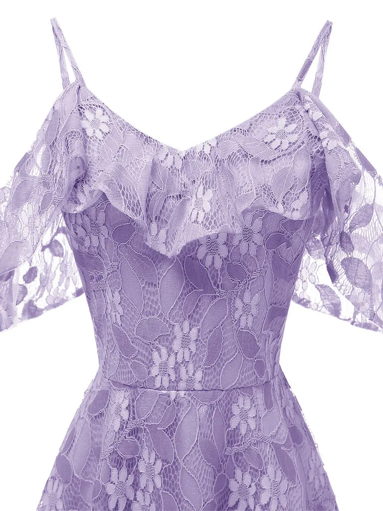 Floral Printed  Lace Spaghetti Strap Dress