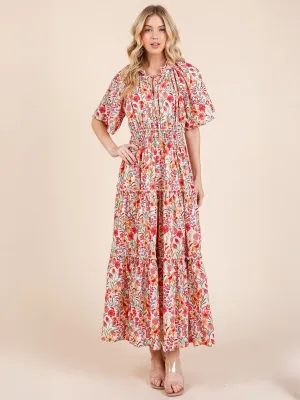 Floral Tiered Fit Flare Maxi Sun Dress