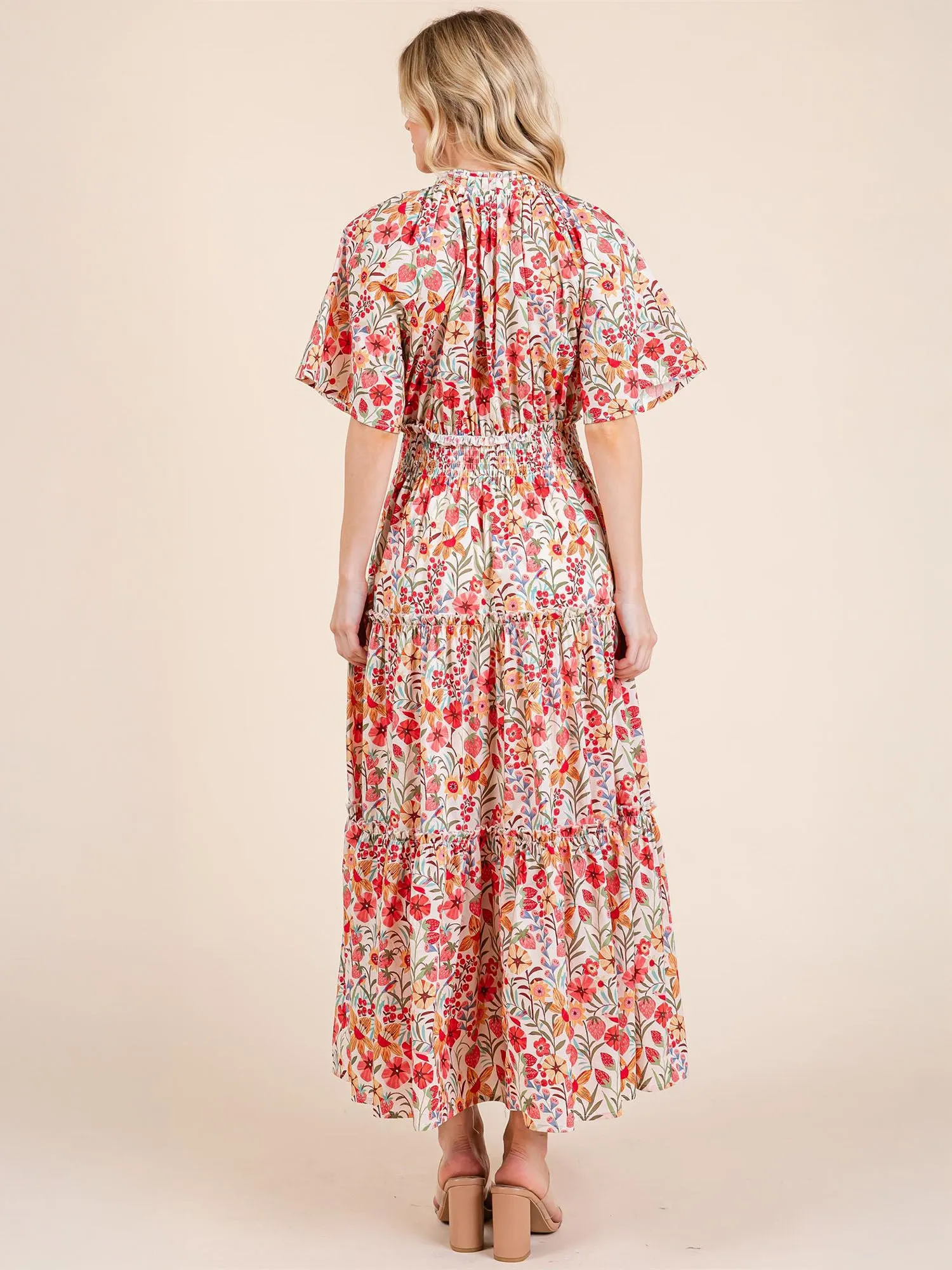Floral Tiered Fit Flare Maxi Sun Dress