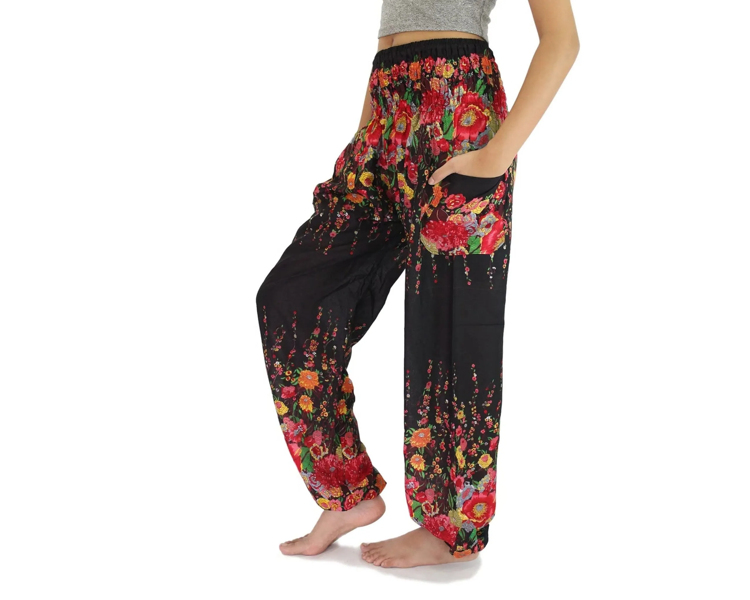 Flower Bohemian Pants,Yoga Pants,Harem Pants, Boho Pants,Travel Pants,Festival Pants,Bohemian pants,Free Shipping