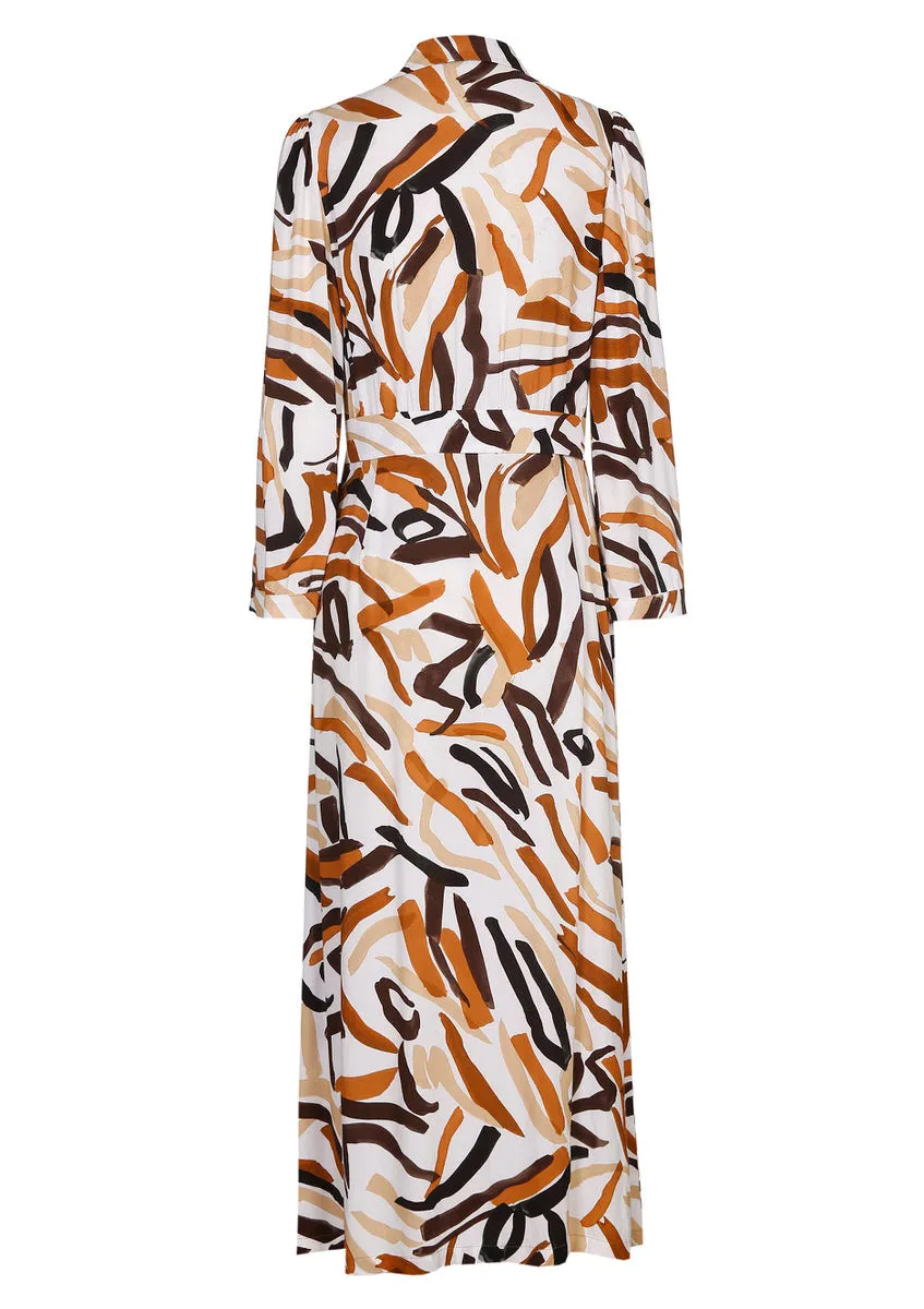 FLOWING MIDI PRINTED VISCOSE DRESS