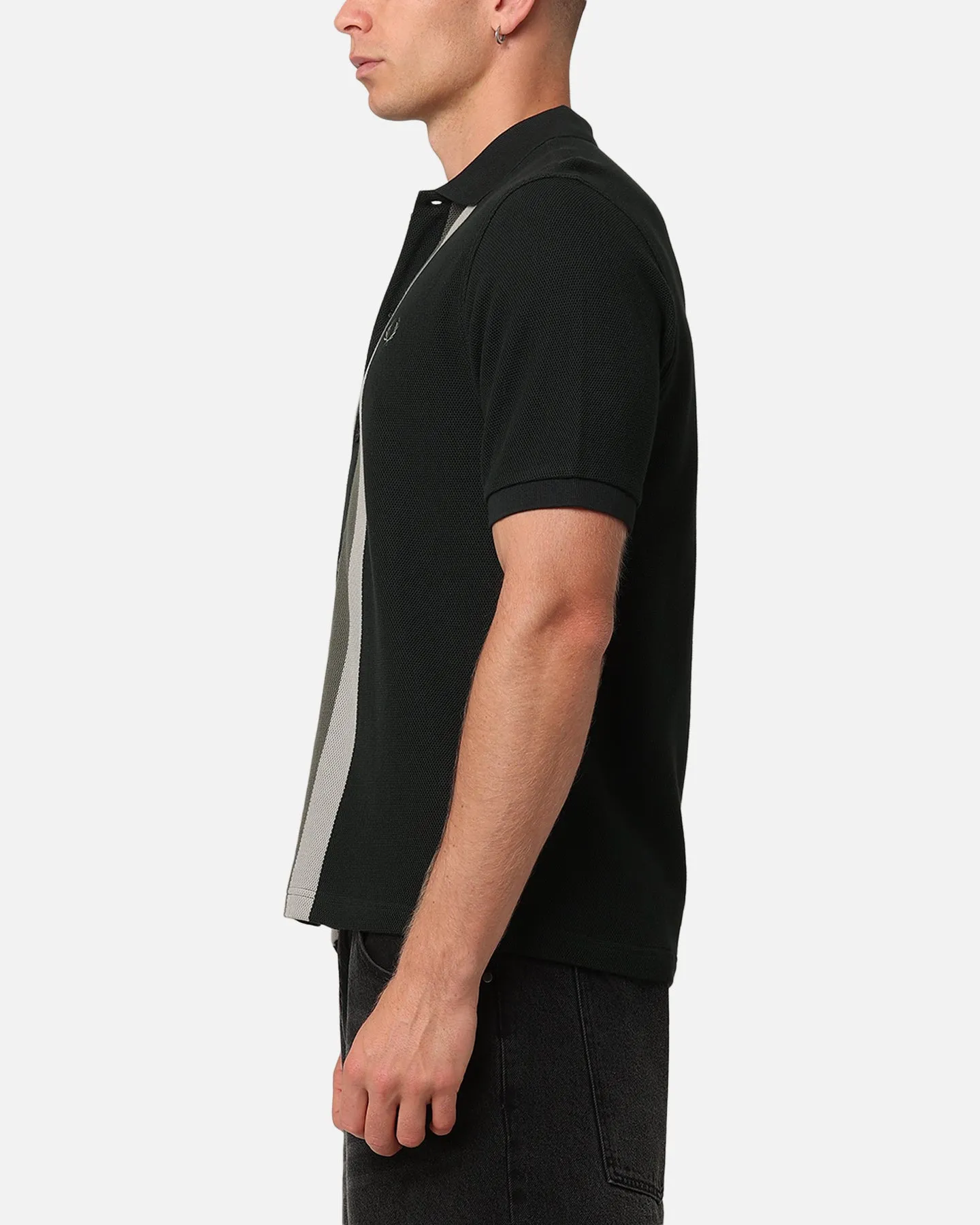Fred Perry Panelled Button Through Polo Shirt Green