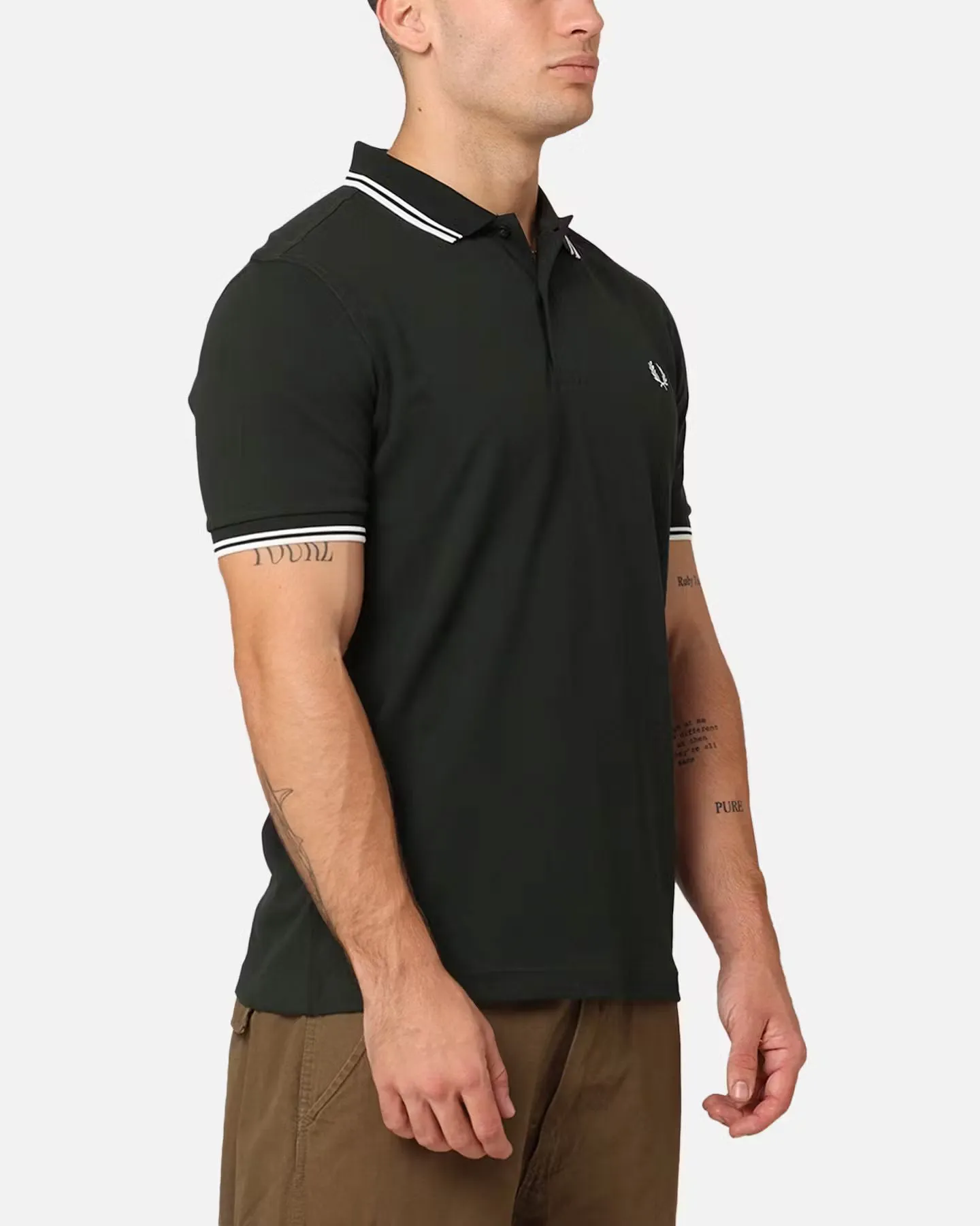 Fred Perry Twin Tipped Polo Shirt Night Green/Snow White