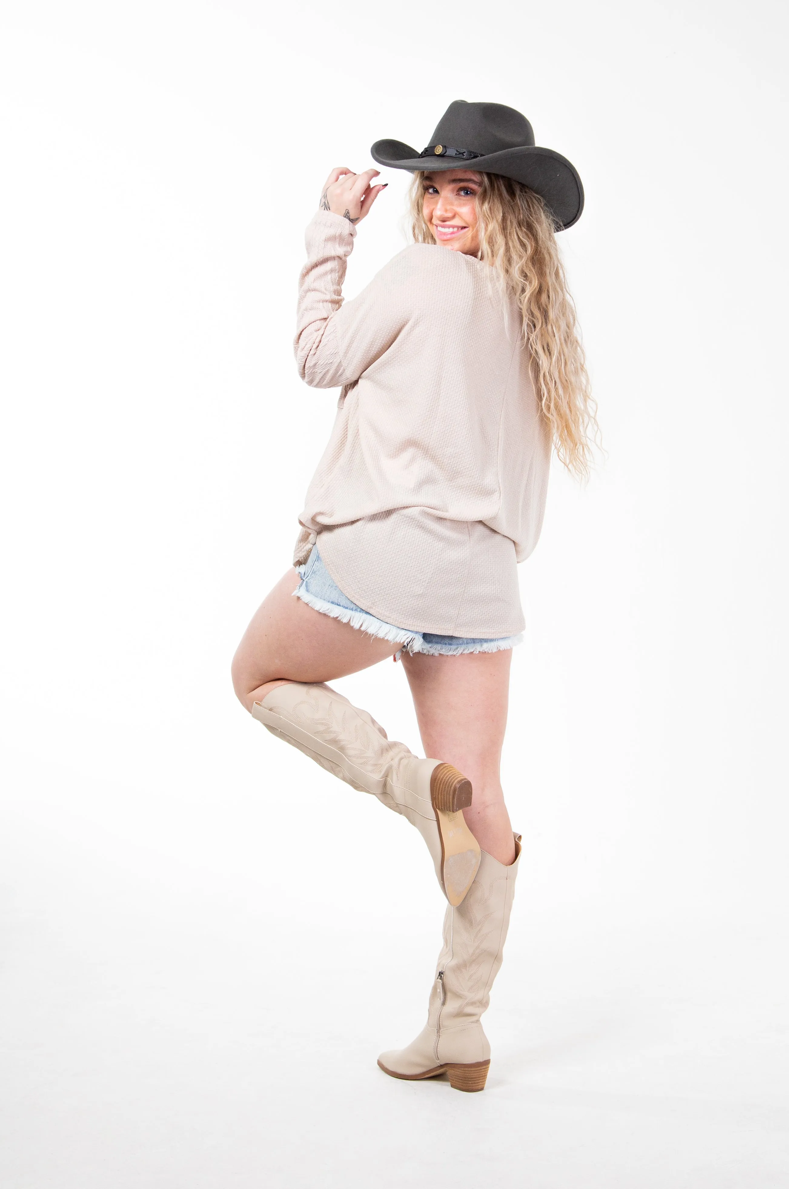 GINGER COLOR BLOCK LONG SLEEVE SWEATER TOP
