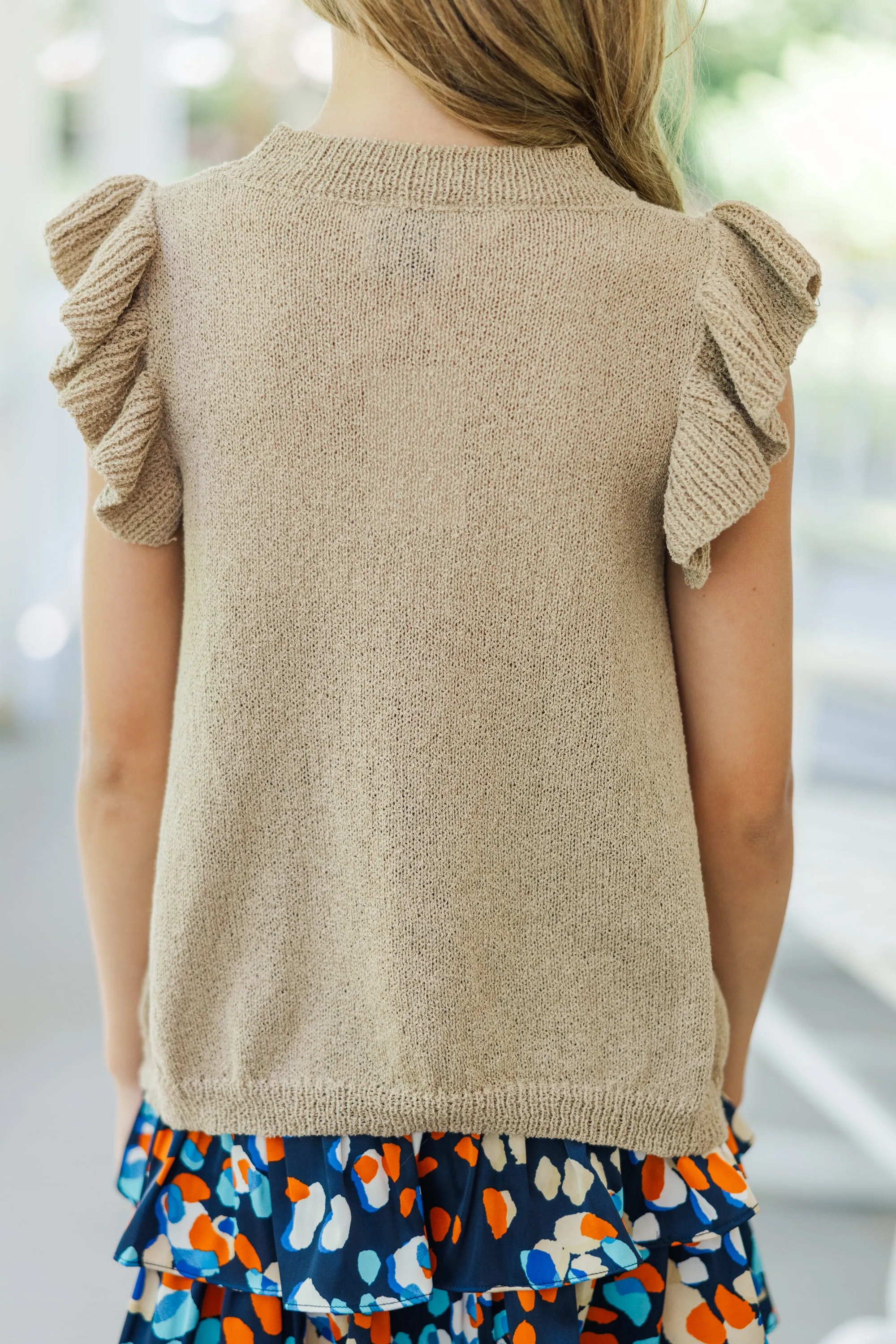 Girls: Certain Joy Taupe Brown Knit Top