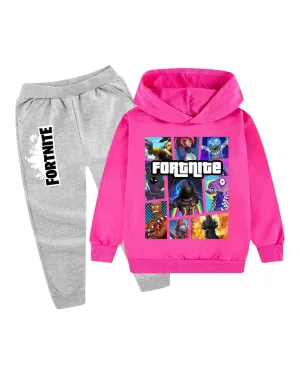 Girls' Fortnite Hoodie and Grey Track Pants Outfit Set