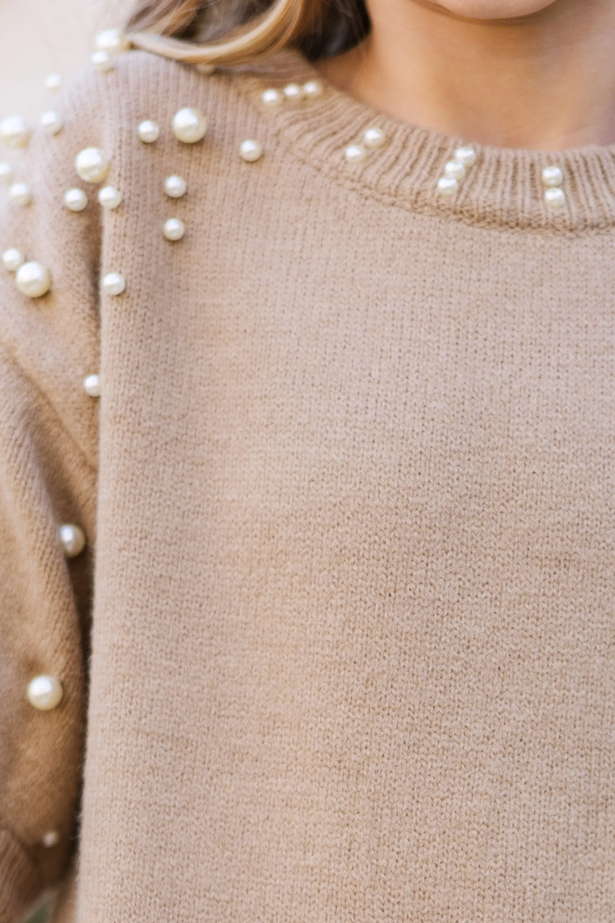 Girls: Long Story Taupe Embellished Sweater