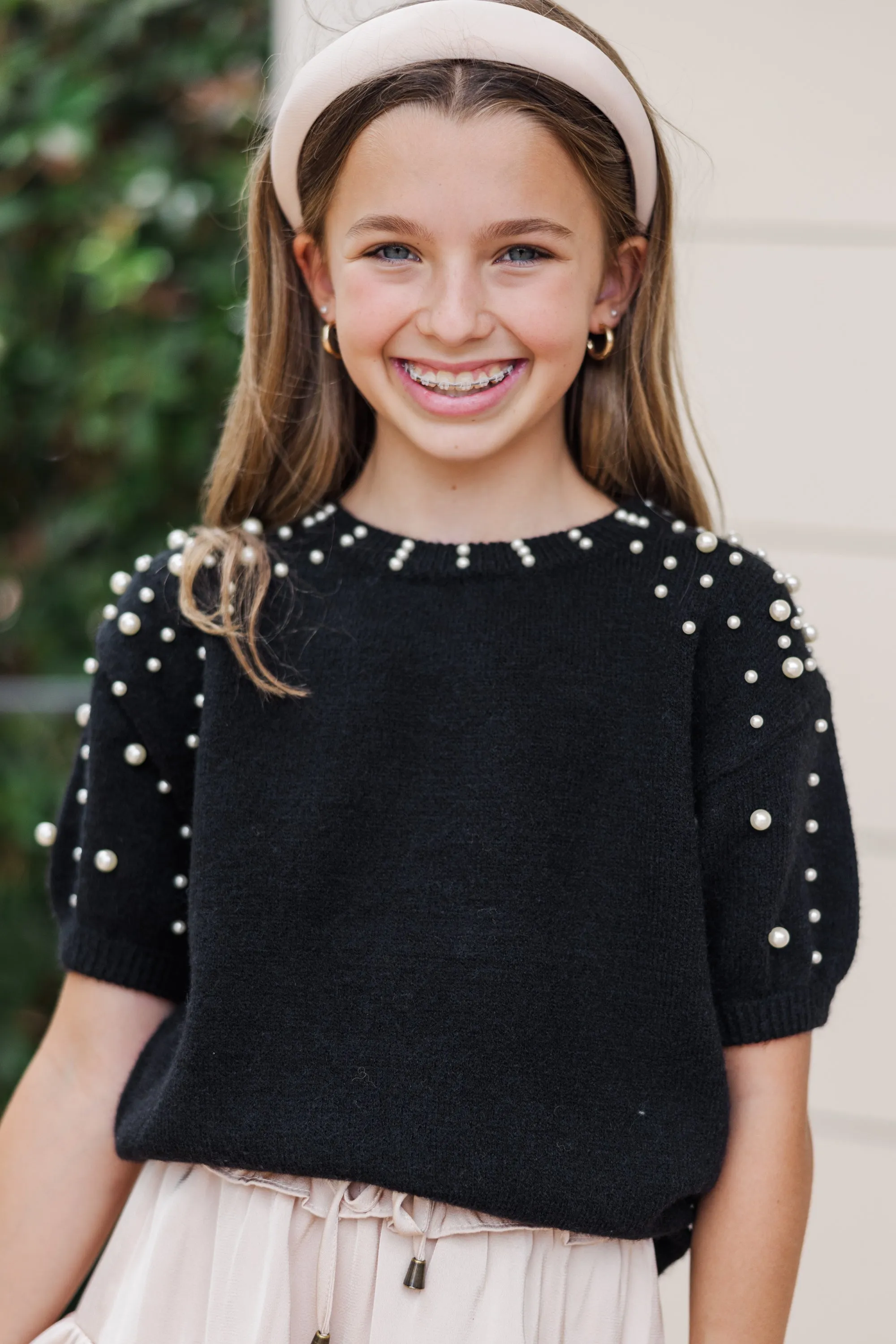 Girls: Tell Your Story Black Embellished Sweater