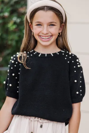 Girls: Tell Your Story Black Embellished Sweater