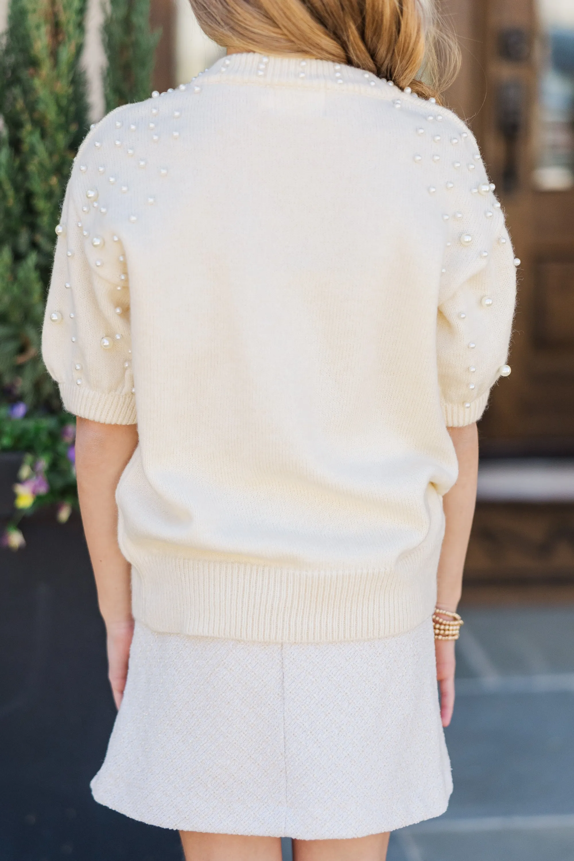 Girls: Tell Your Story Cream Embellished Sweater