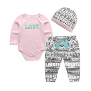 Graphic Bodysuit with Pants and Hat Set