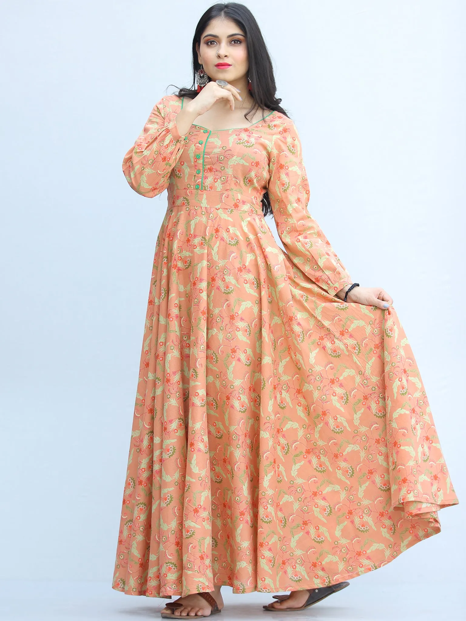 Gulzar Shanza- Urave Cut Flared Long Cotton Dress  - D459F2292