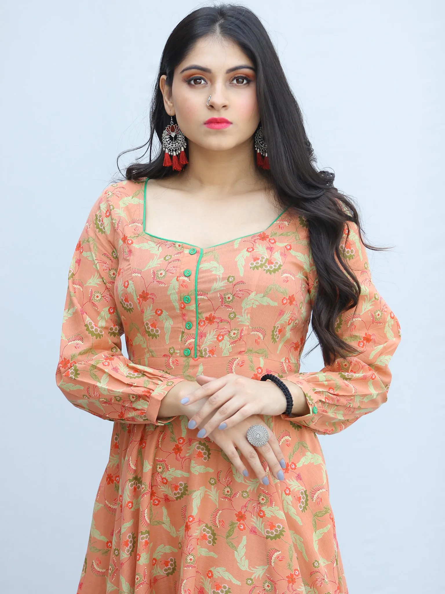 Gulzar Shanza- Urave Cut Flared Long Cotton Dress  - D459F2292
