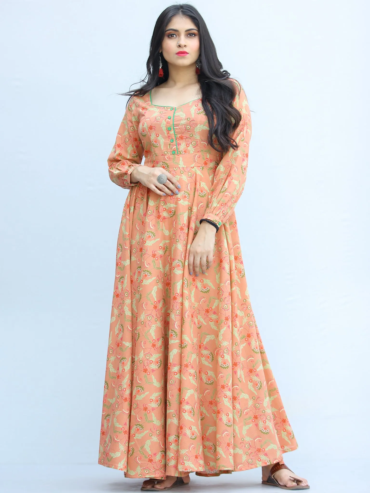 Gulzar Shanza- Urave Cut Flared Long Cotton Dress  - D459F2292