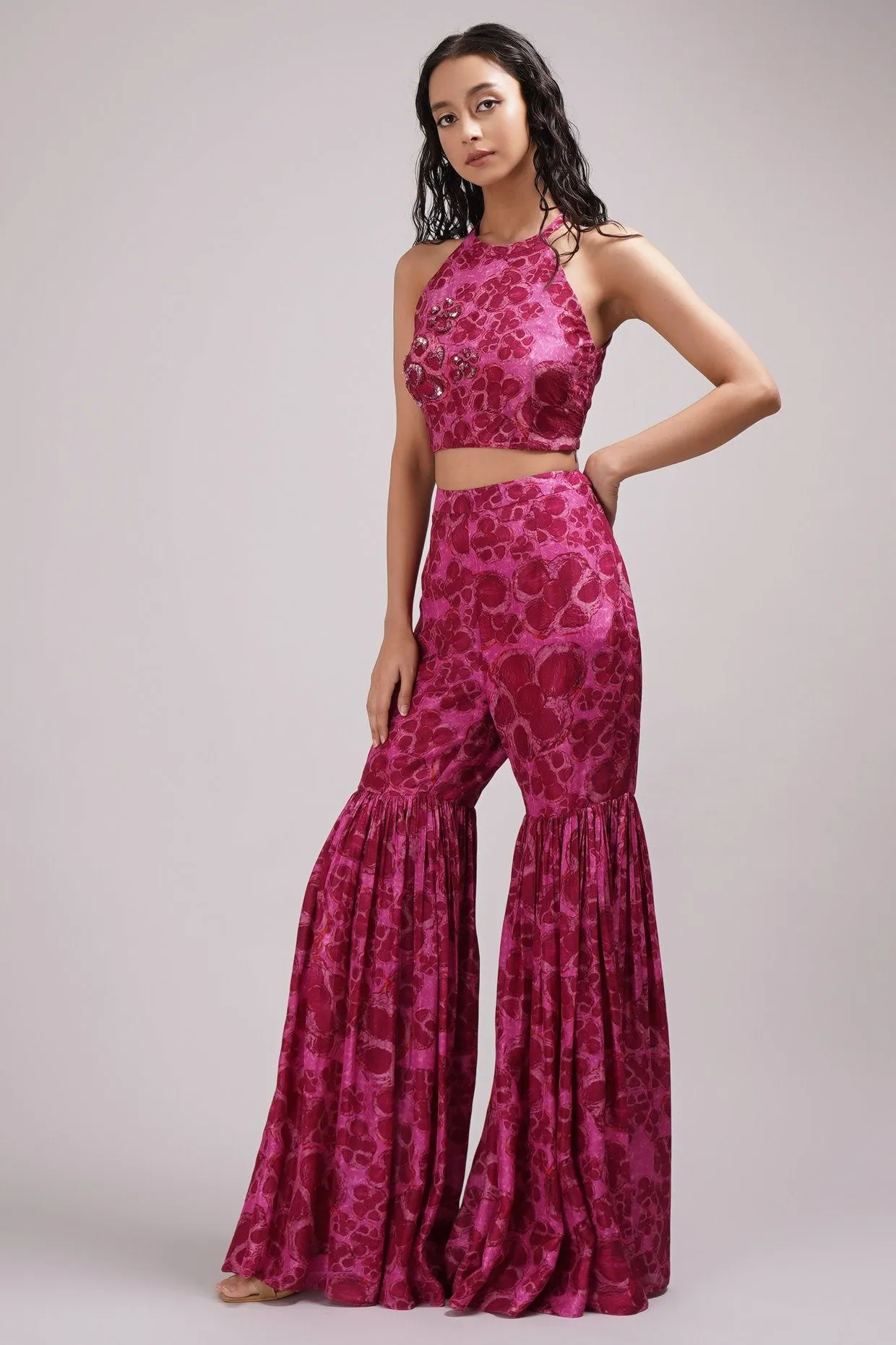 Halter Neck Top And Sharara Set