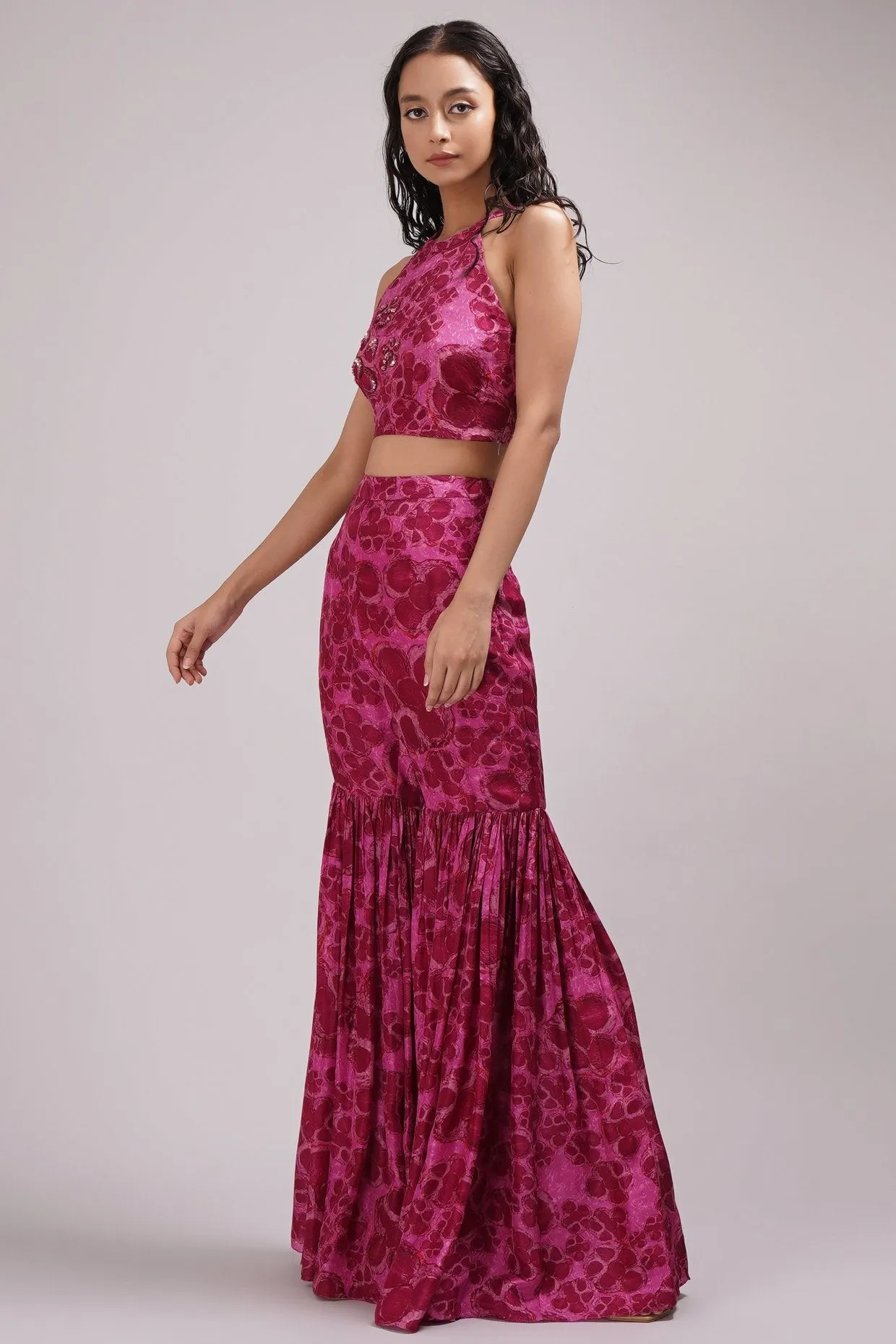 Halter Neck Top And Sharara Set