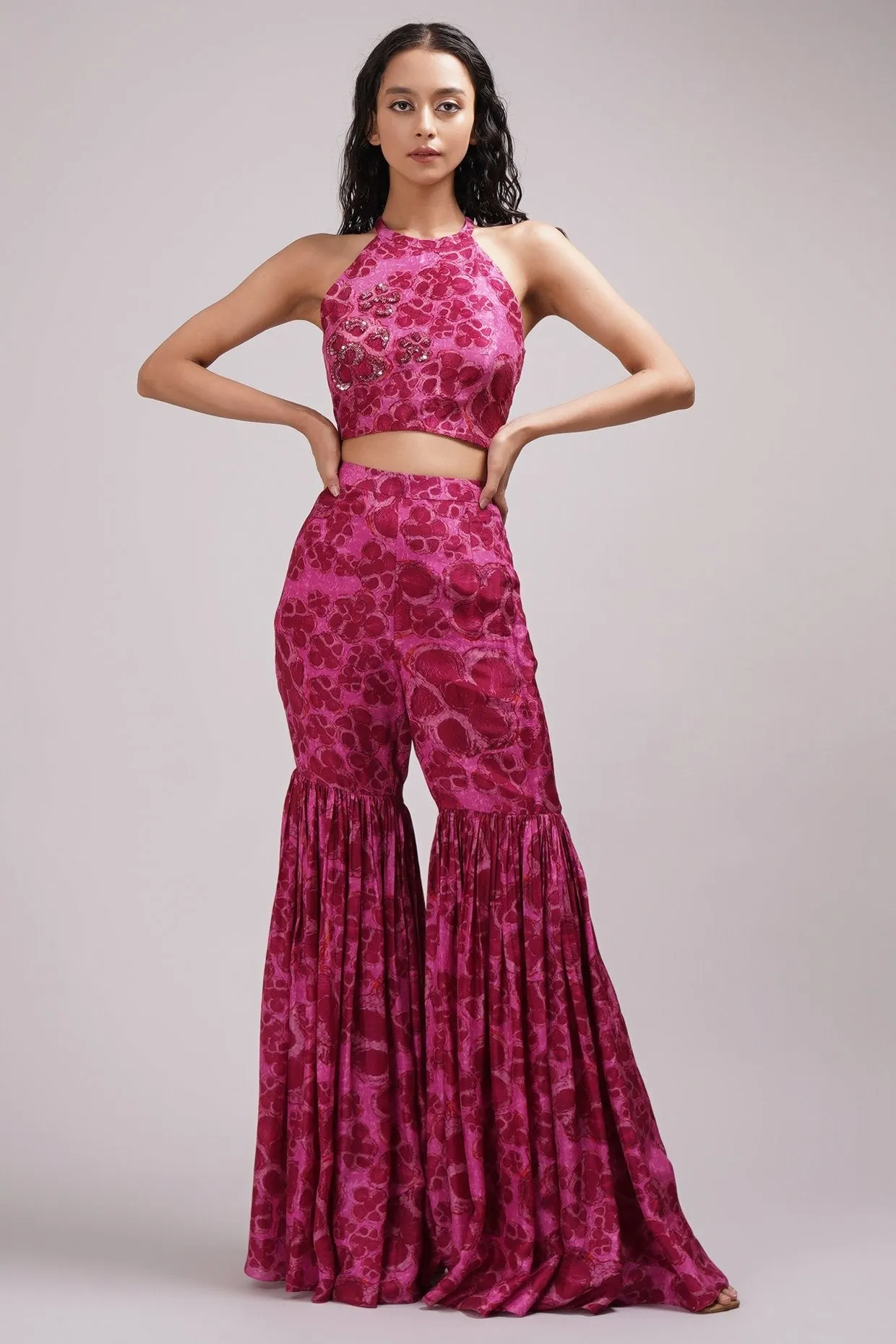 Halter Neck Top And Sharara Set