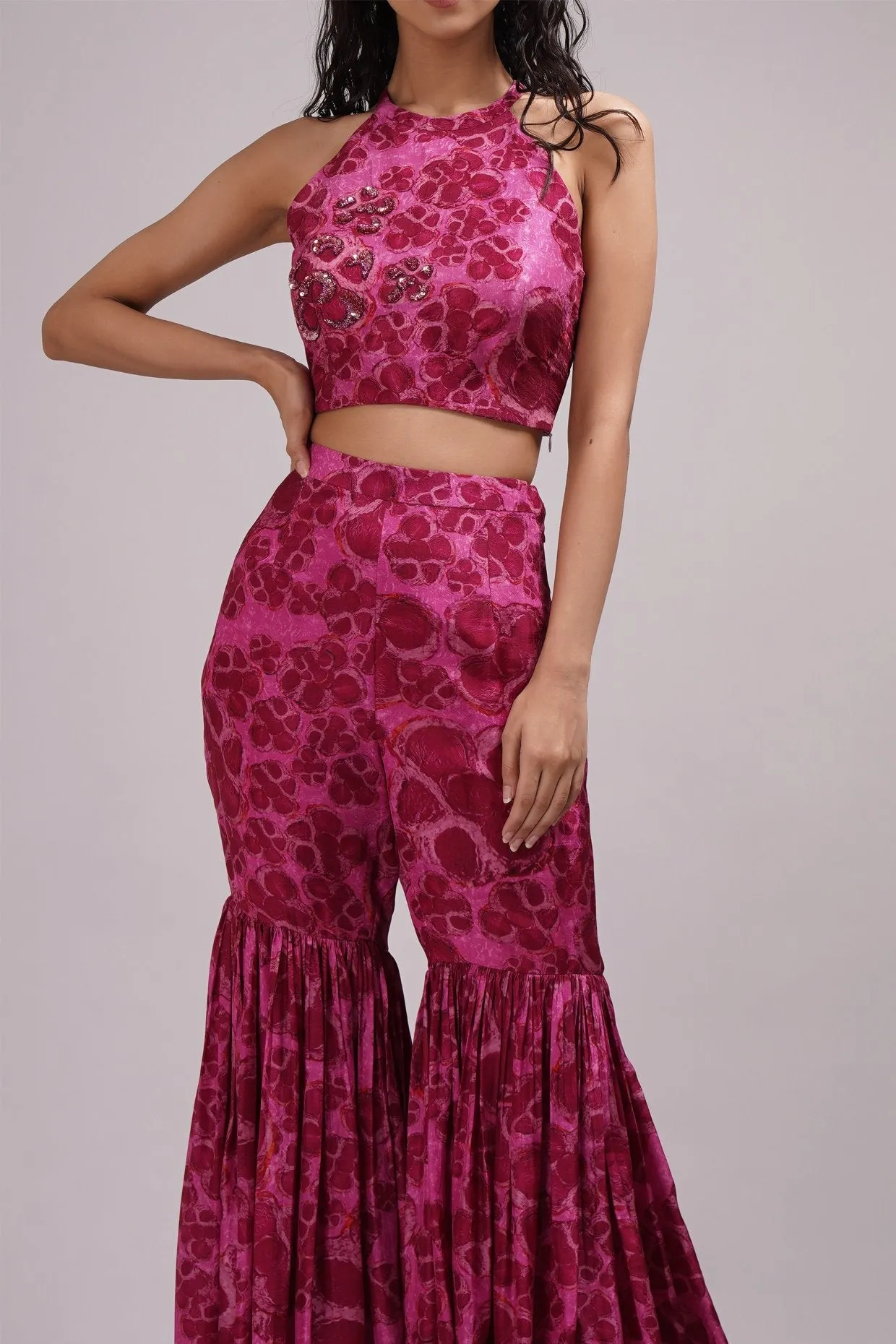 Halter Neck Top And Sharara Set
