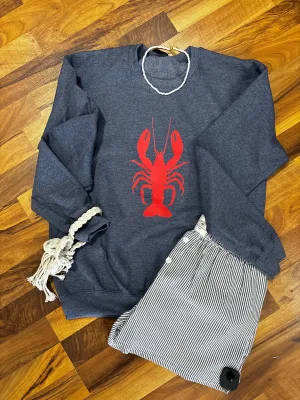 Heather Dark Navy  Crewneck Red Lobster Sweatshirt