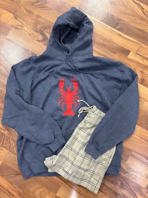 Heather Dark Navy Red Lobster Hoodie